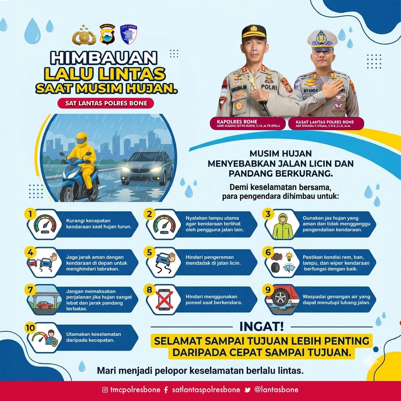 Rawan Kecelakaan Saat Hujan, Kasat Lantas Polres Bone Imbau Pengendara Lebih Waspada