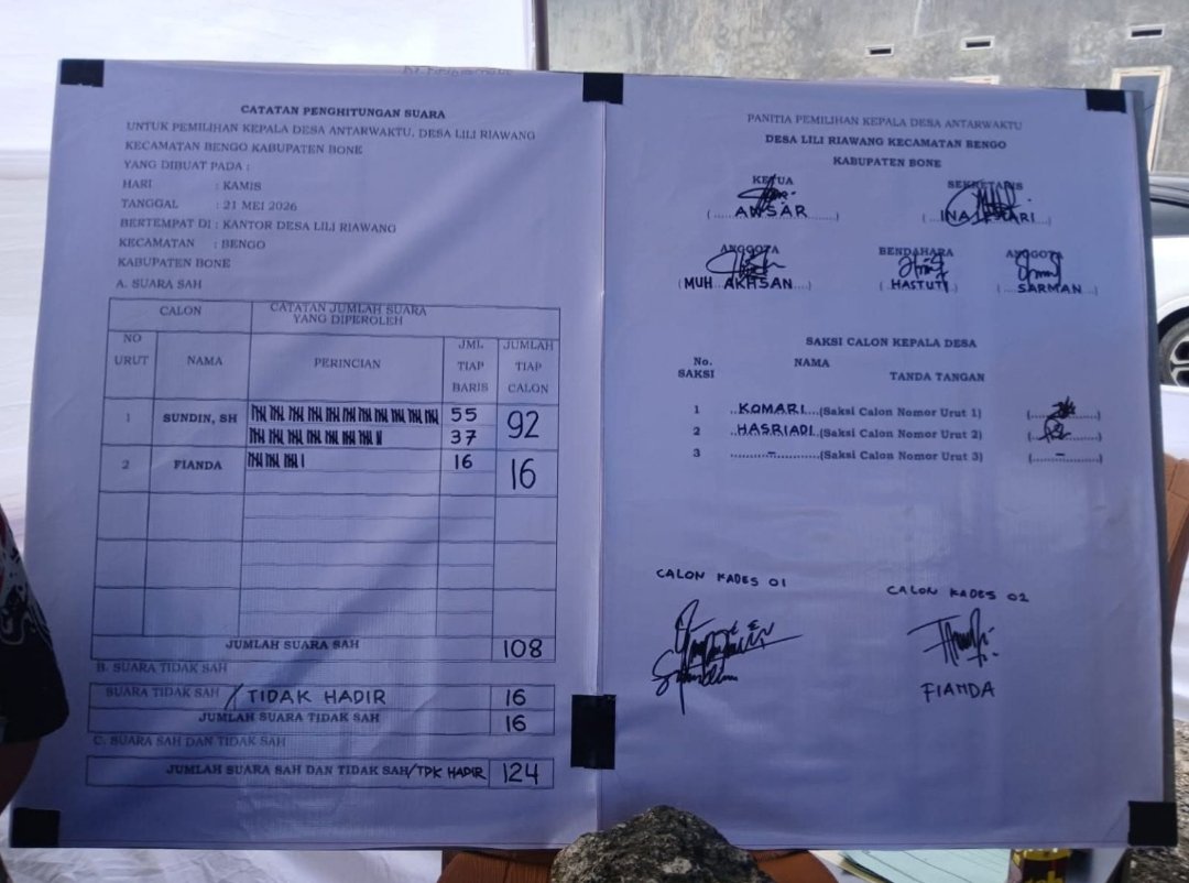 Sunding Kembali Terpilih Memimpin Desa Lili Riawang Lewat Pilkades Antar Waktu