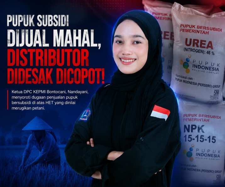 Pupuk Subsidi Dijual Mahal, Ketua DPC KEPMI Bontocani Desak Distributor Dicopot