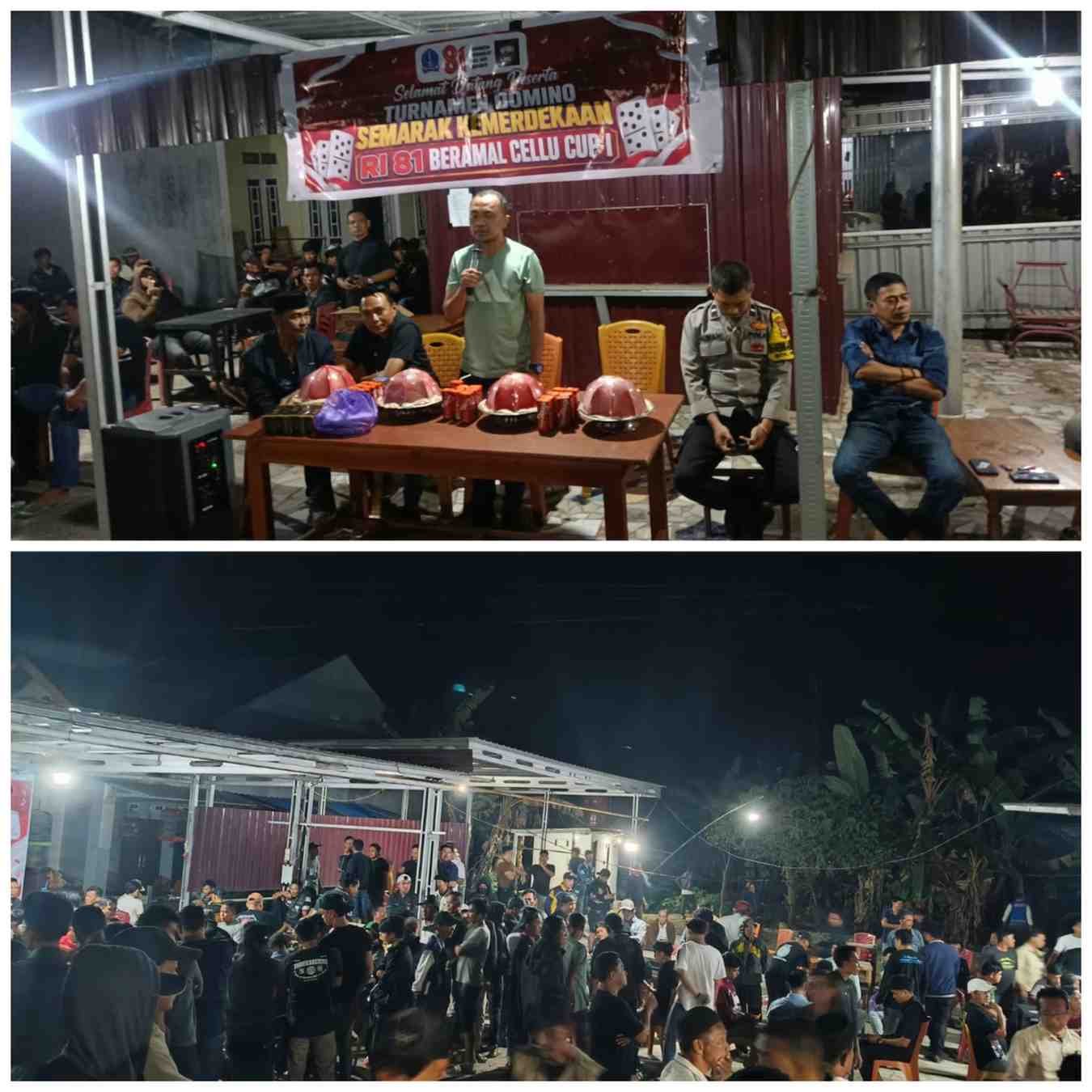 Camat Tanete Riattang Timur Buka Turnamen Domino Beramal Cellu Cup I, Semarakkan HUT RI ke-81