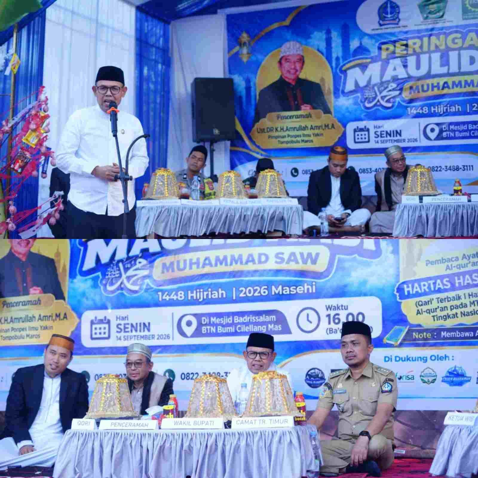 Hadiri Maulid di Masjid Badrissalam BTN Bumi Cilellang Mas, Wabup Bone Ajak Warga Perkuat Syukur dan Kebersamaan